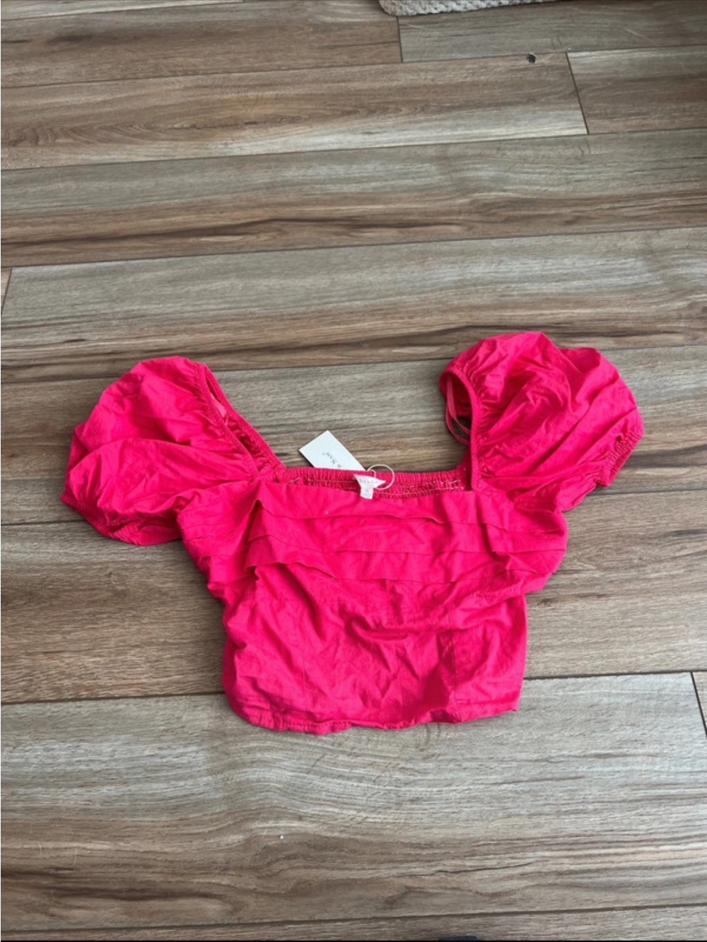 Sim & Sam Hot Pink Puff Sleeve Blouse Small NEW